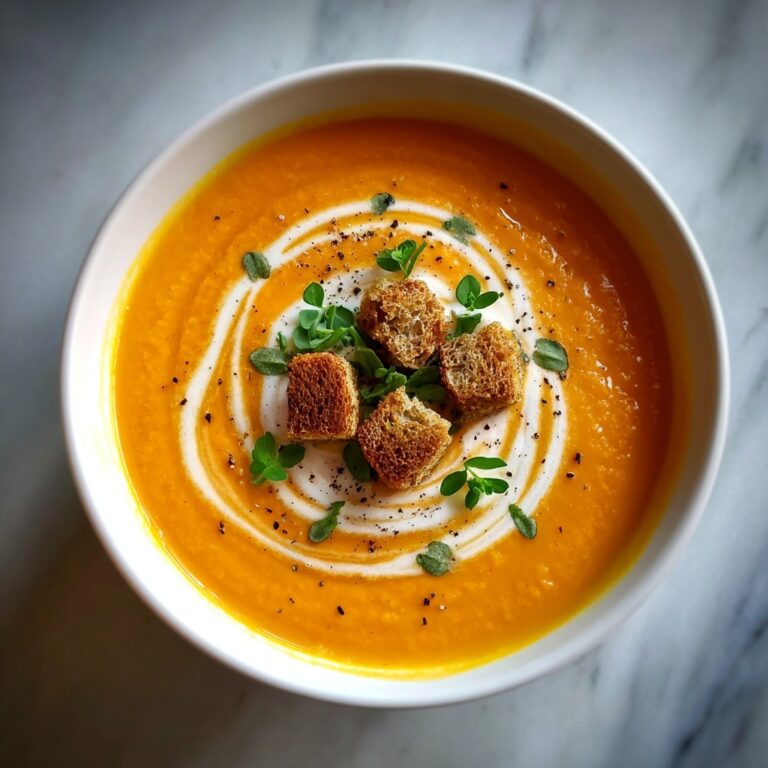 Creamy Butternut Squash Soup with Garlic Herb Croutons Recipe