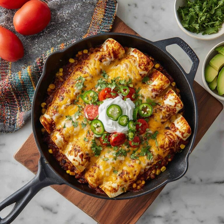 Skillet Chicken Enchiladas with Red Sauce and Cheddar-Jack Cheese Recipe