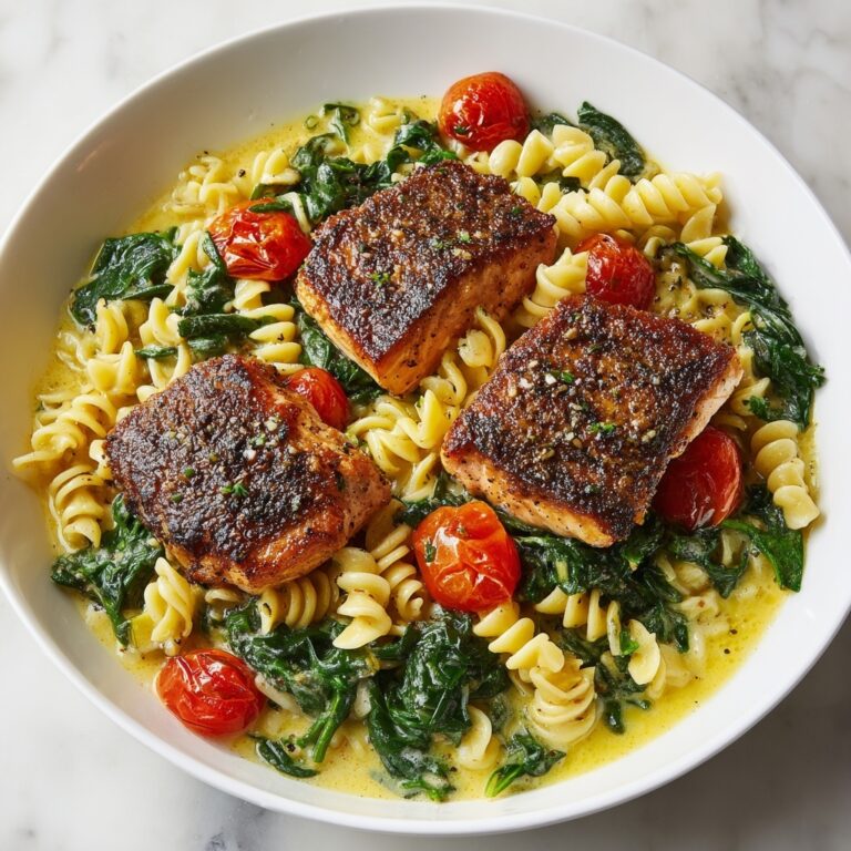 Healthy Creamy Tuscan Salmon Pasta Recipe