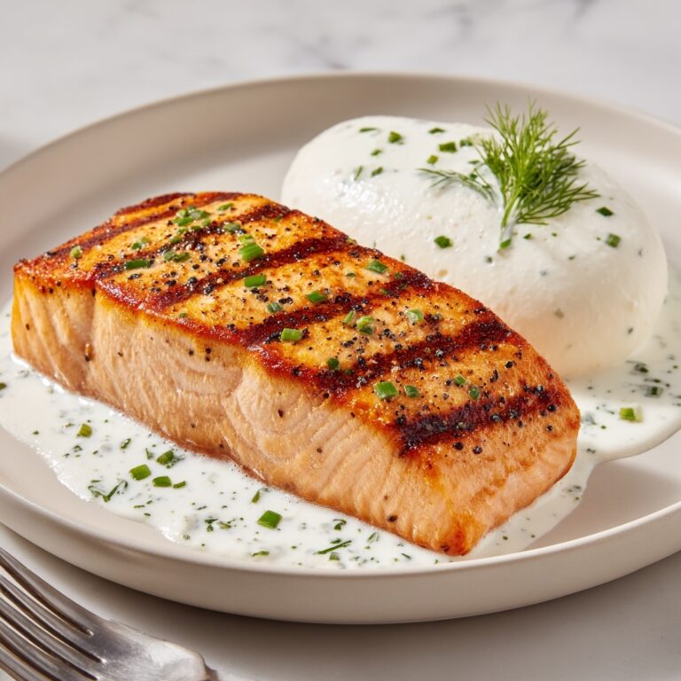 Baked Salmon with Dill Yogurt Sauce Recipe