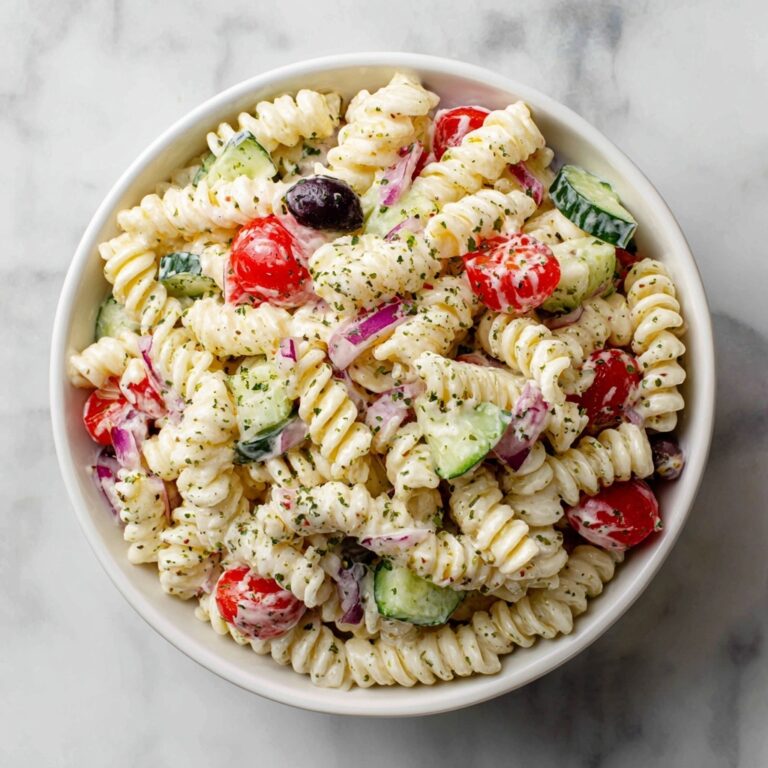Creamy Rotini Pasta Salad with Cherry Tomatoes and Vegetables Recipe