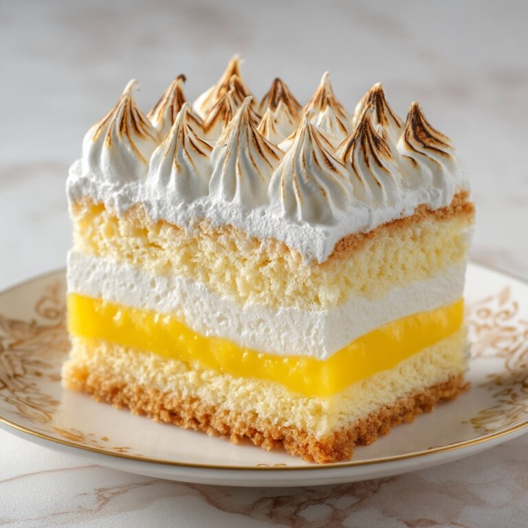 Lemon Cake with Fluffy Meringue Layers Recipe