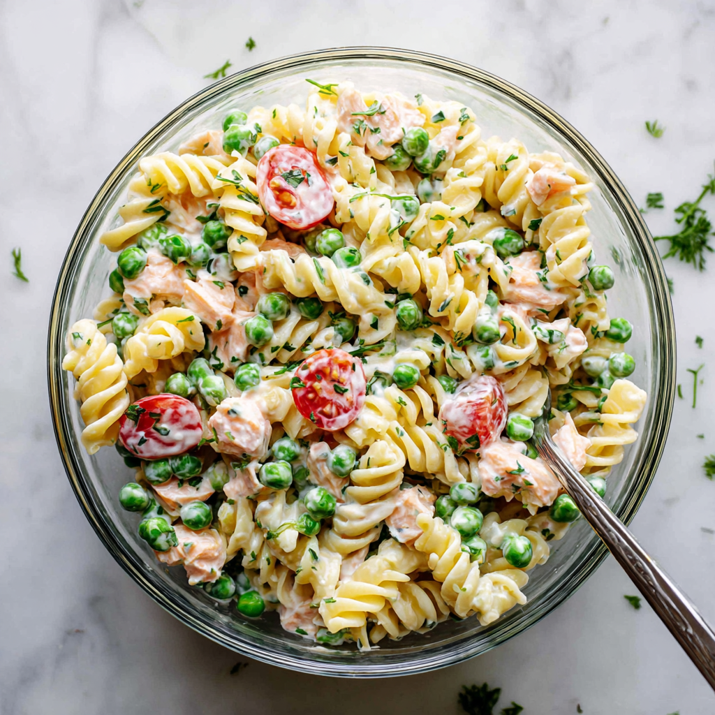 Creamy Tuna Pasta Salad with Peas Recipe - Recipe Image