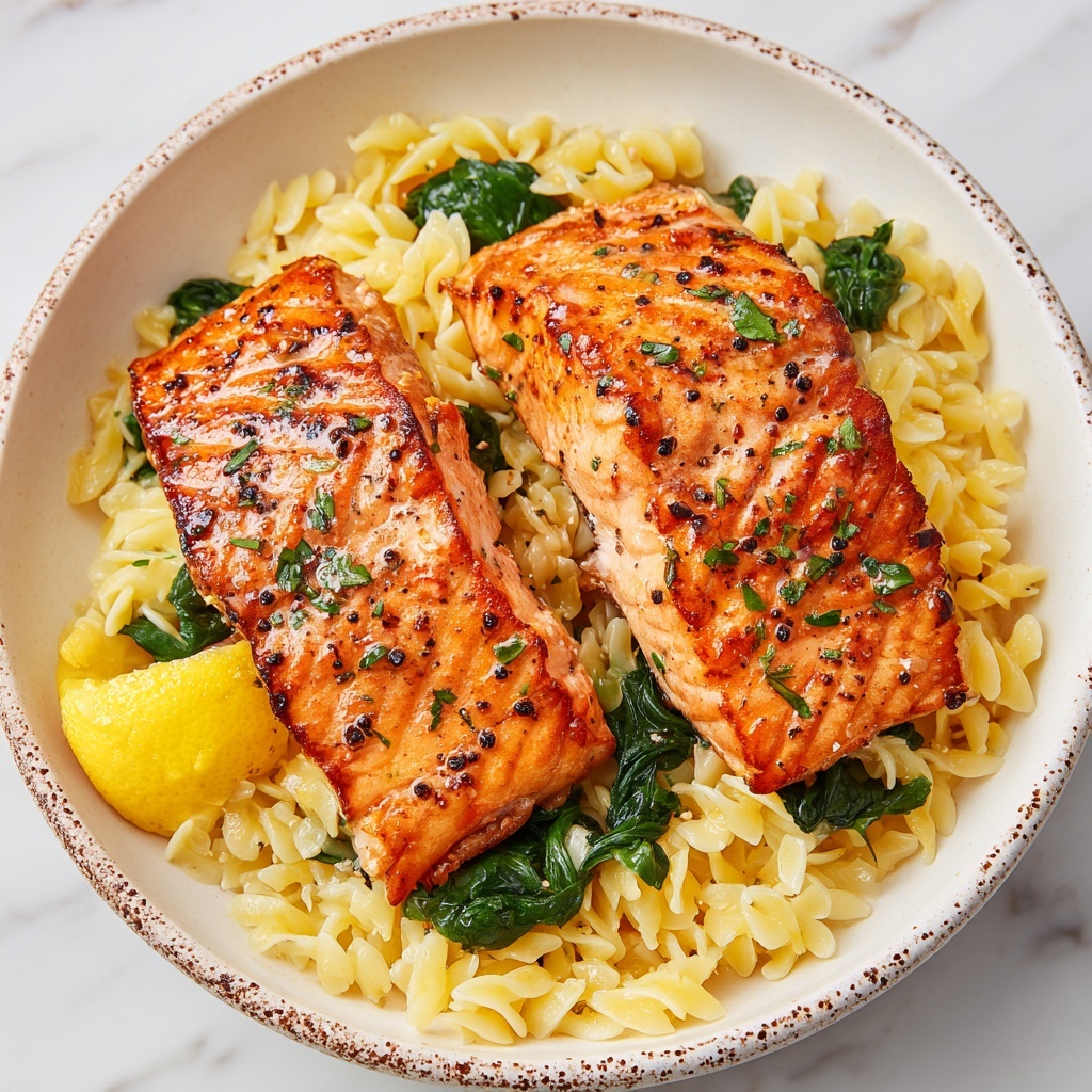 Seared Salmon with Lemon Orzo in 30 Minutes Recipe - Recipe Image
