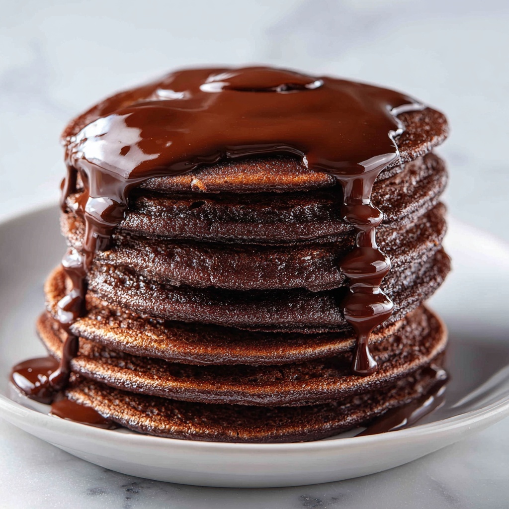 Irresistible Fluffy Chocolate Pancakes with Ganache Delight Recipe - Recipe Image