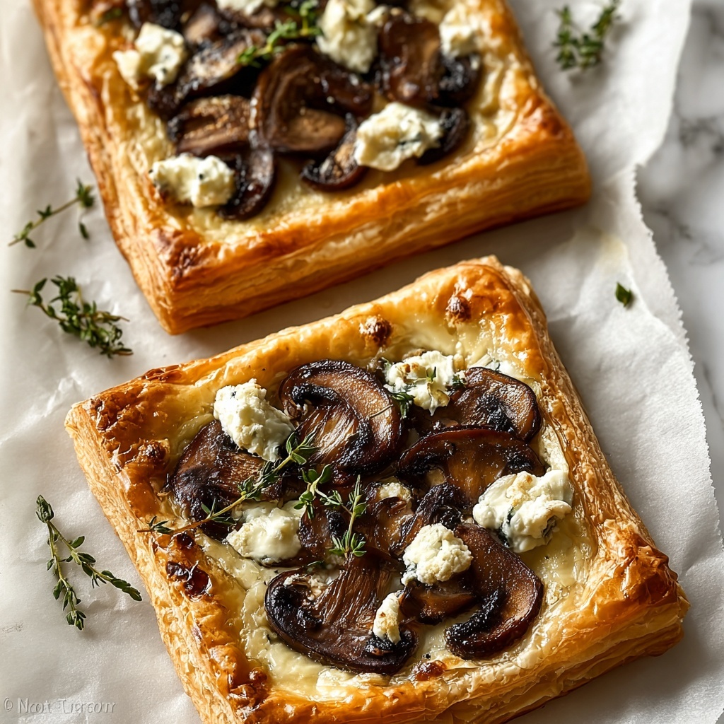 Mushroom Shallot and Herbed Goat Cheese Tarts Recipe - Recipe Image
