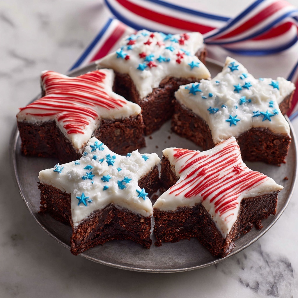 Patriotic Star Brownies: Festive Red, White, and Blue Chocolate Treats Recipe - Recipe Image