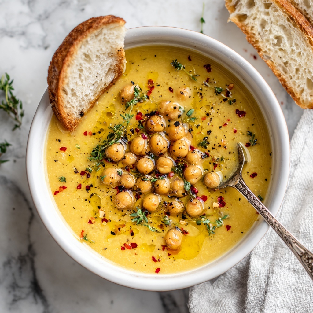 Vegan Garlic Chickpea Soup – Creamy Comfort in 30 Minutes Recipe - Recipe Image