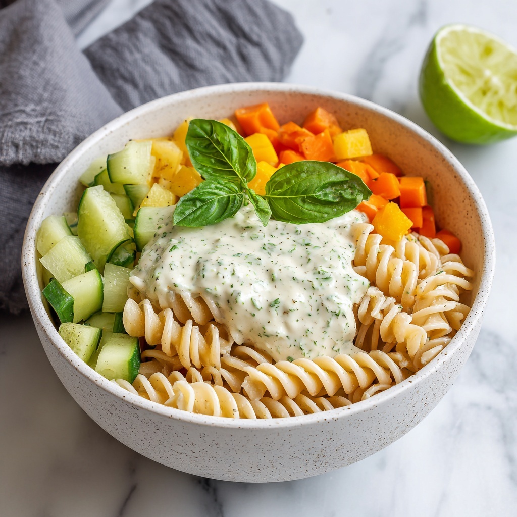 Tzatziki Pasta Salad: A Creamy Twist on Summer Favorites Recipe - Recipe Image