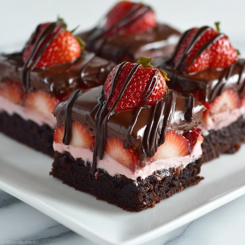 Chocolate Covered Strawberry Brownies Recipe - Recipe Image