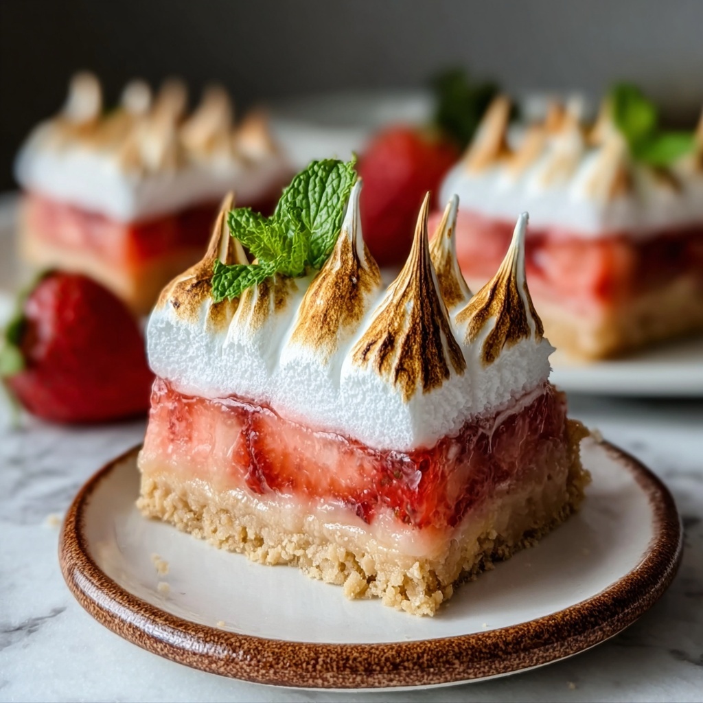 Low Carb Strawberry-Rhubarb Meringue Pie Bars Recipe - Recipe Image