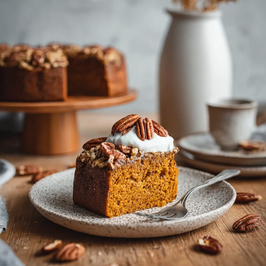 Flourless Maple Pecan Pumpkin Yogurt Cake Recipe - Recipe Image