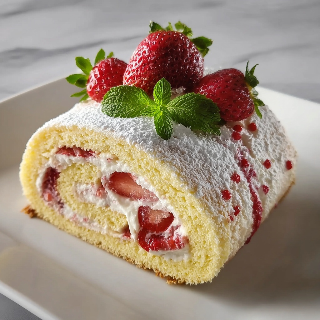 Strawberry Swiss Roll Recipe - Recipe Image