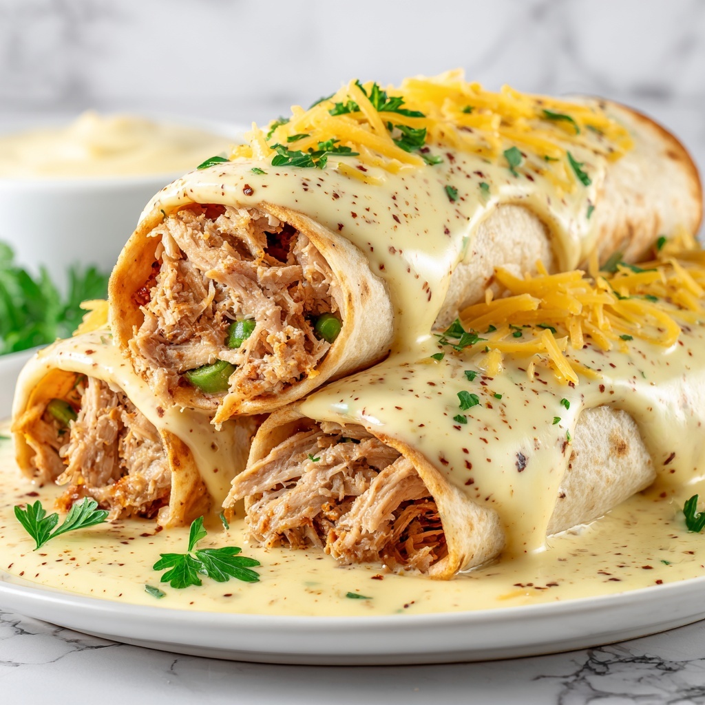White Chicken Enchiladas: Creamy and Cheesy Baked Delight Recipe - Recipe Image