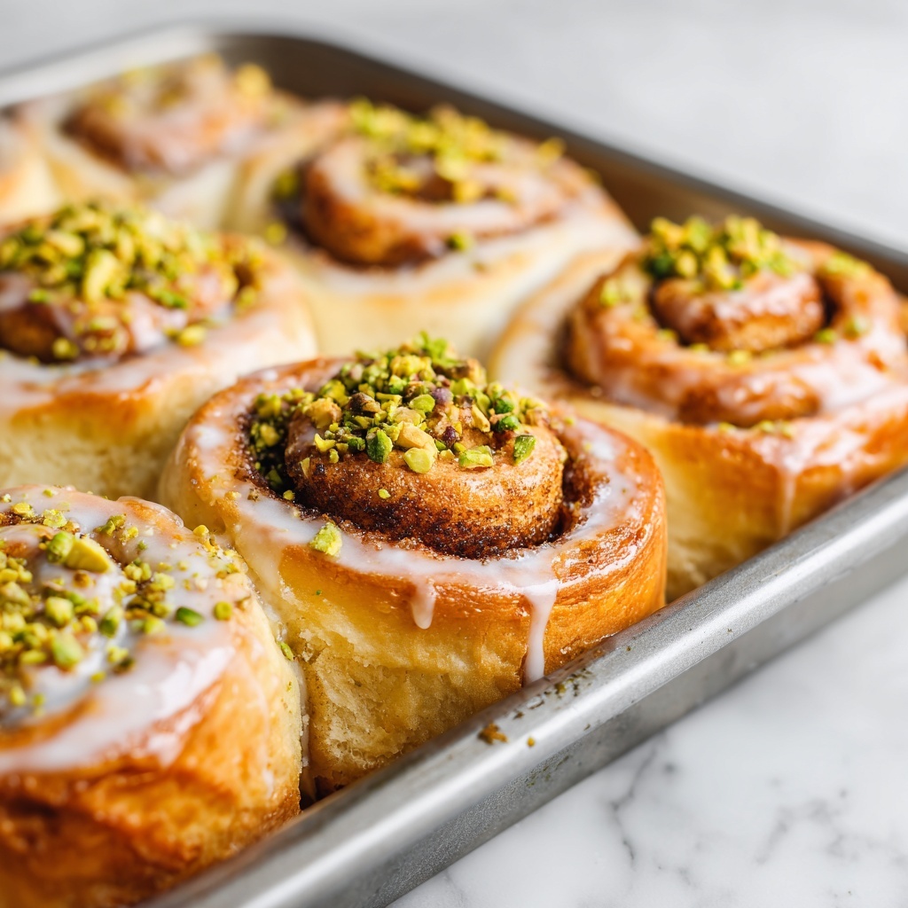 White Chocolate Pistachio Cinnamon Rolls Recipe - Recipe Image