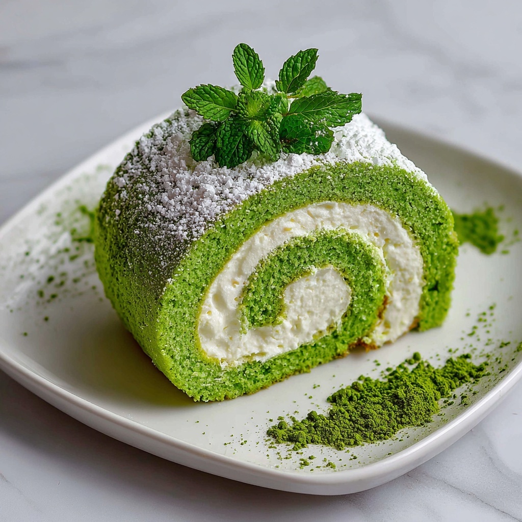 Matcha Swiss Roll Cake Recipe - Recipe Image