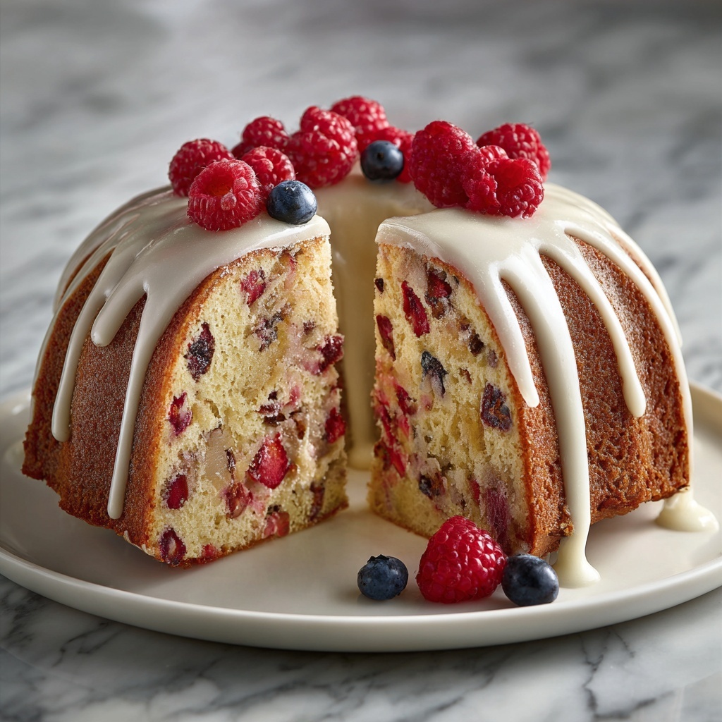 Mixed Berry Bundt Cake with Lemon Glaze Recipe - Recipe Image