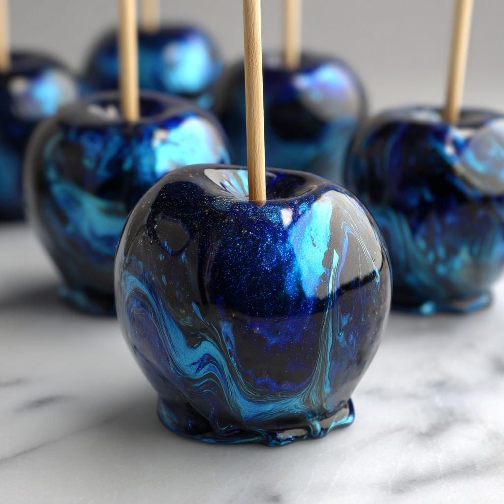 Spooky Black Swirl Candy Apples Recipe - Recipe Image