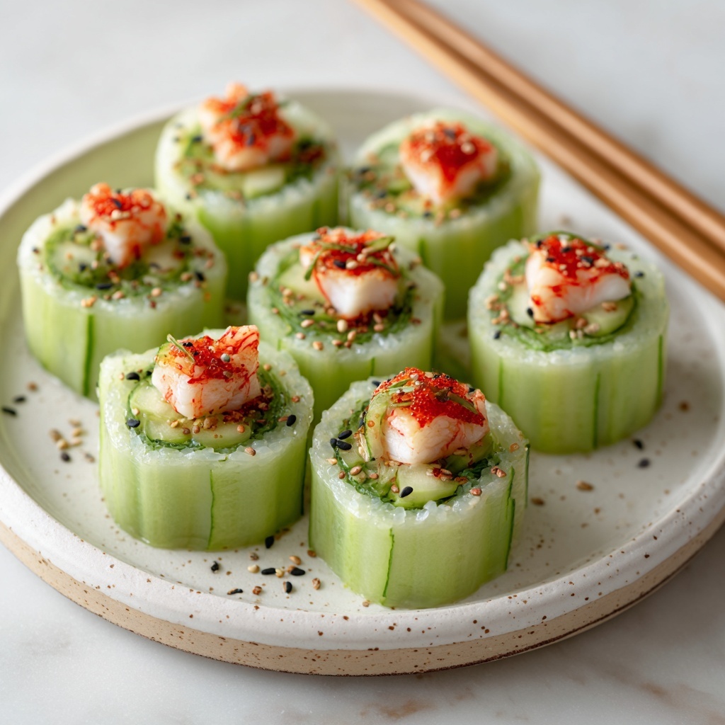 Cucumber Sushi Rolls with Avocado and Cream Cheese Recipe - Recipe Image