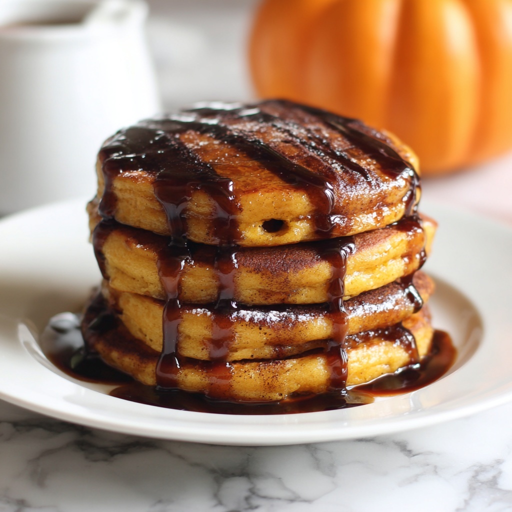 Pumpkin Cinnamon Roll Pancakes with Cream Cheese Glaze Recipe - Recipe Image