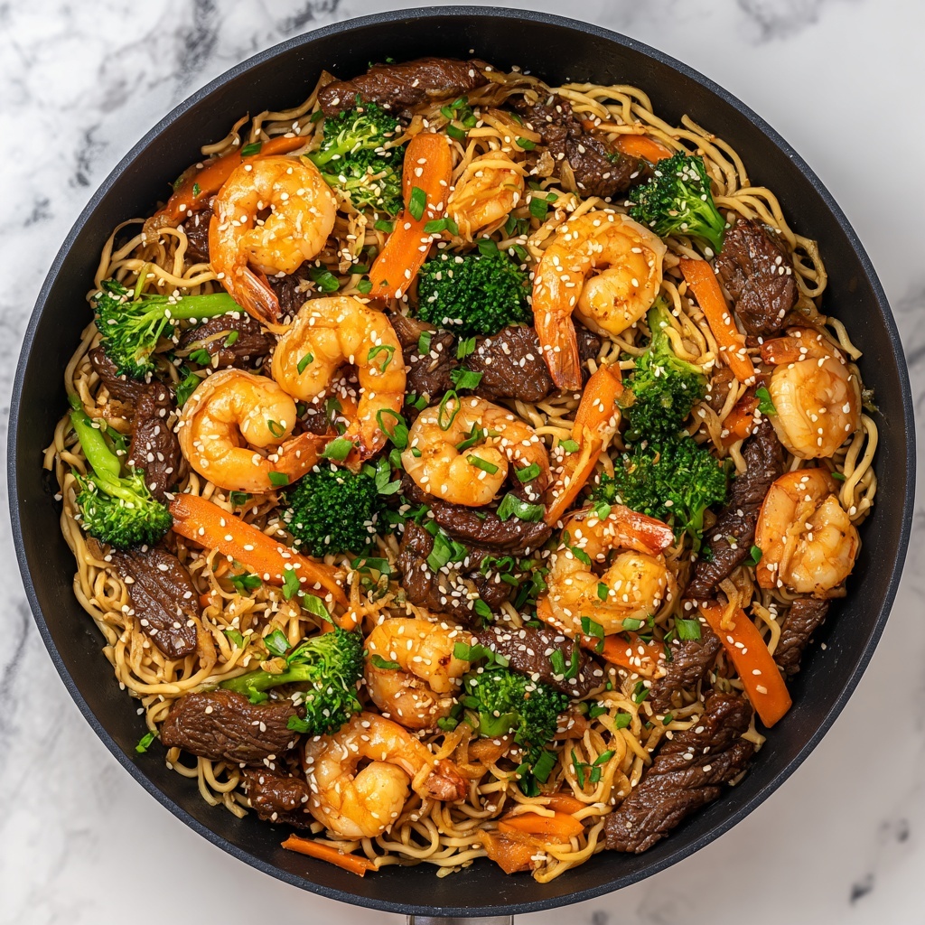 Shrimp Teriyaki Steak Noodles Recipe - Recipe Image