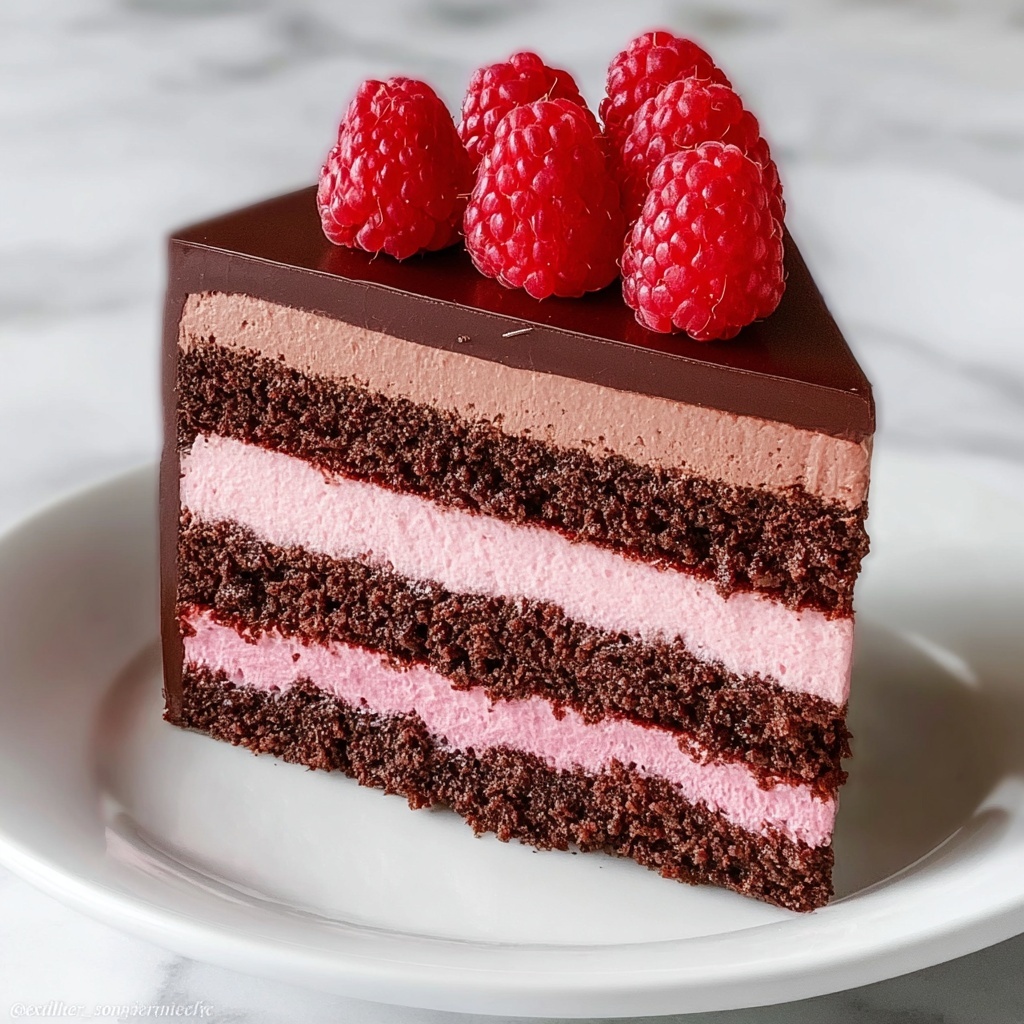 Dark Chocolate Raspberry Mousse Cake Recipe - Recipe Image