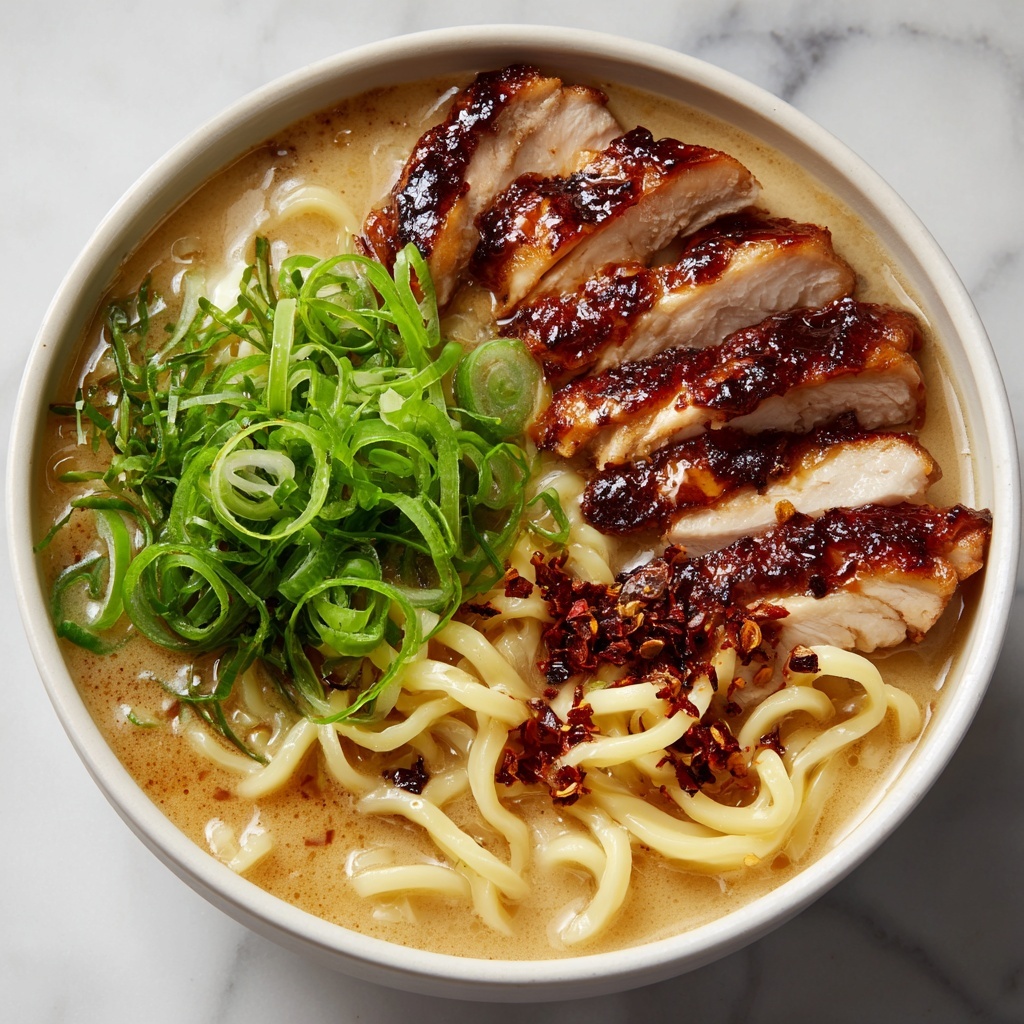 Fiery Chicken Ramen with Creamy Garlic Sauce Recipe - Recipe Image