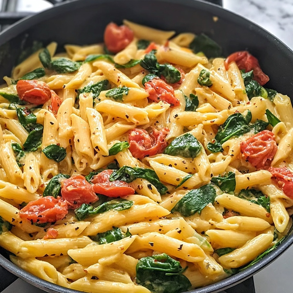 Creamy Spinach and Sun-Dried Tomato Pasta Recipe - Recipe Image