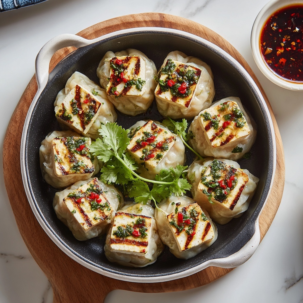 Savory Tofu and Vegetable Wontons with Spicy Dipping Sauce Recipe - Recipe Image