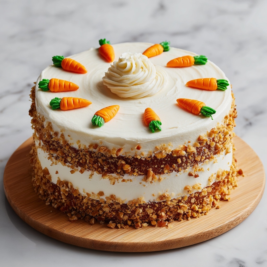 Vegan Carrot Cake with Candied Walnuts and Decorative Carrot Icing Recipe - Recipe Image
