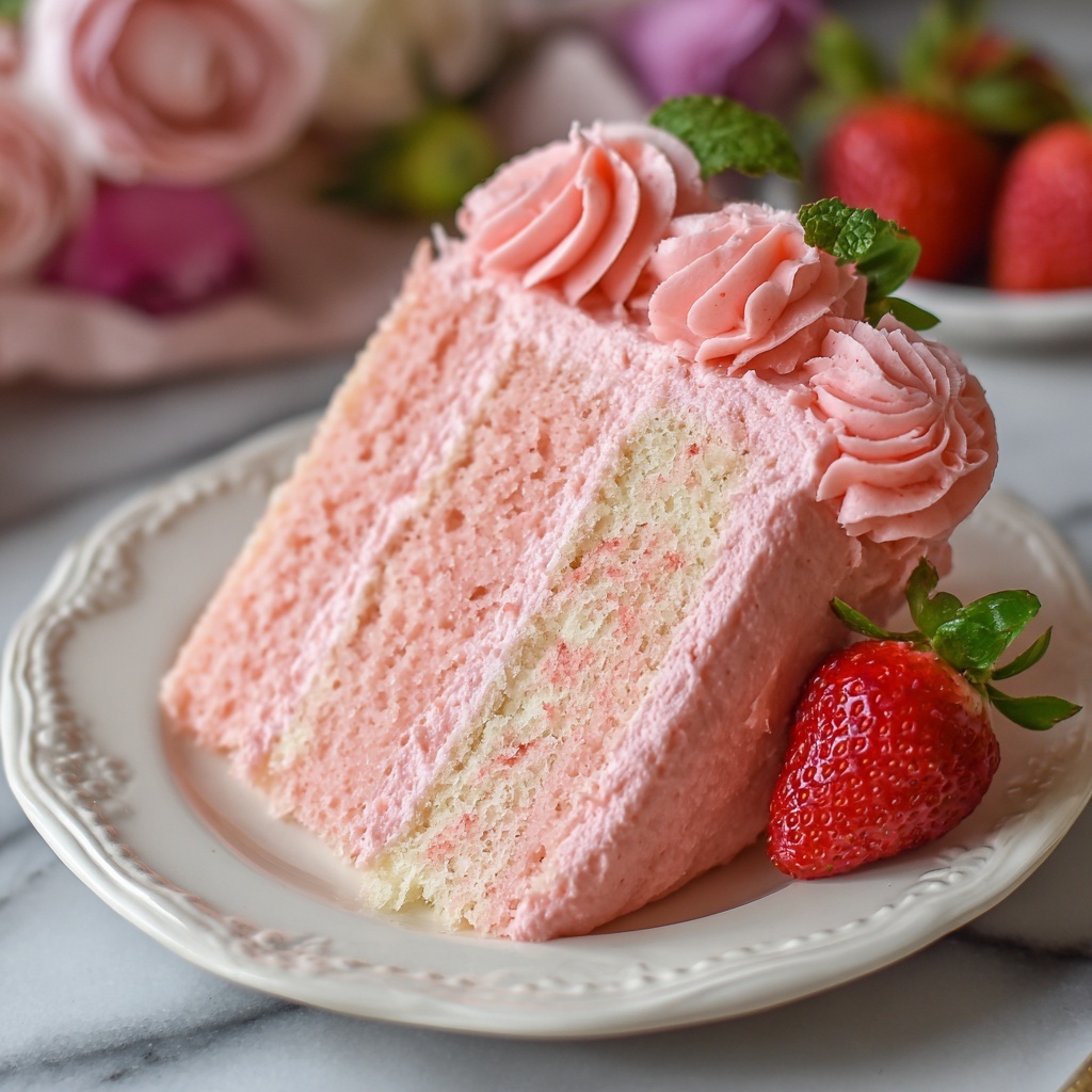 Strawberry Layer Cake with Strawberry Buttercream Recipe - Recipe Image
