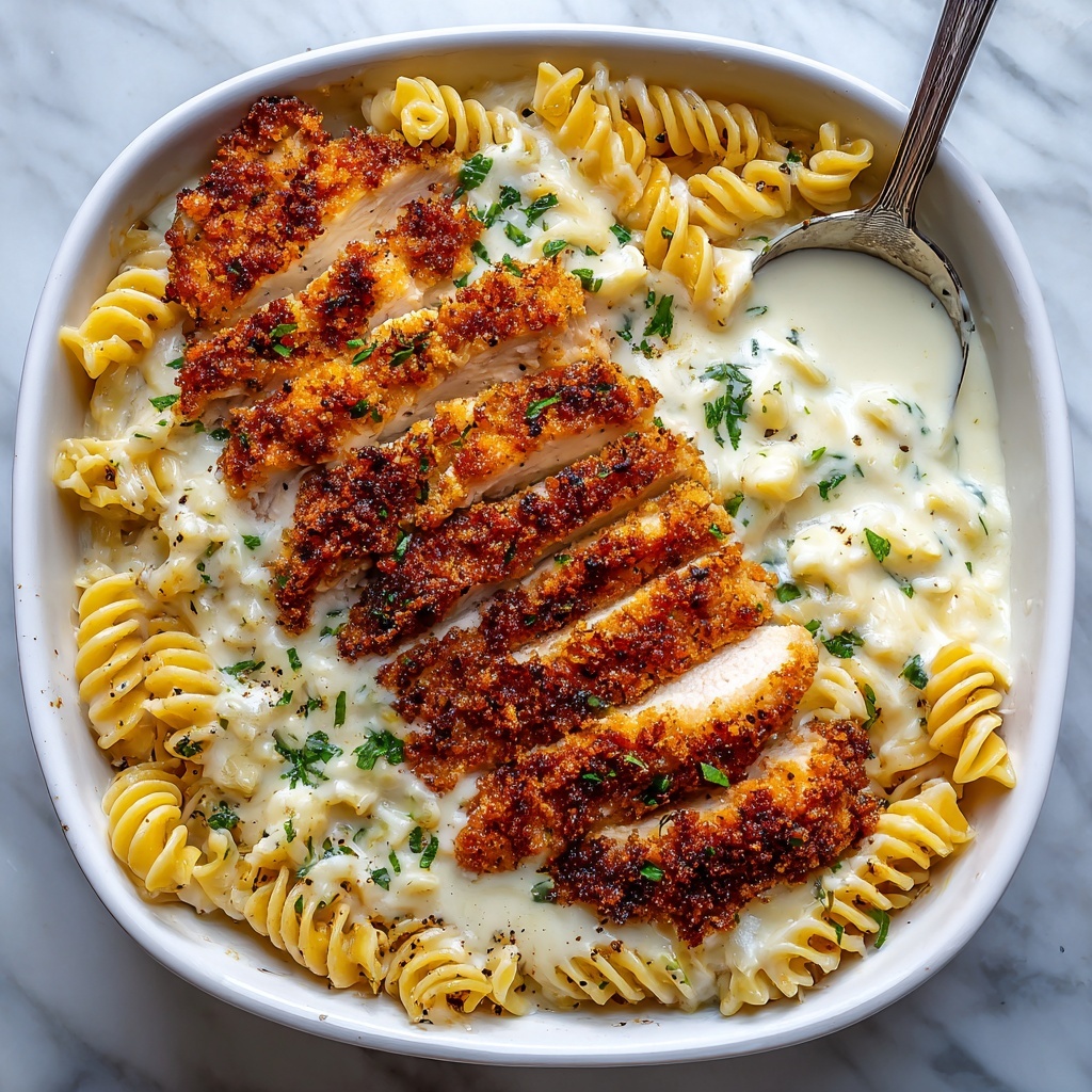 Creamy Garlic Parmesan Chicken Pasta Bake Recipe - Recipe Image