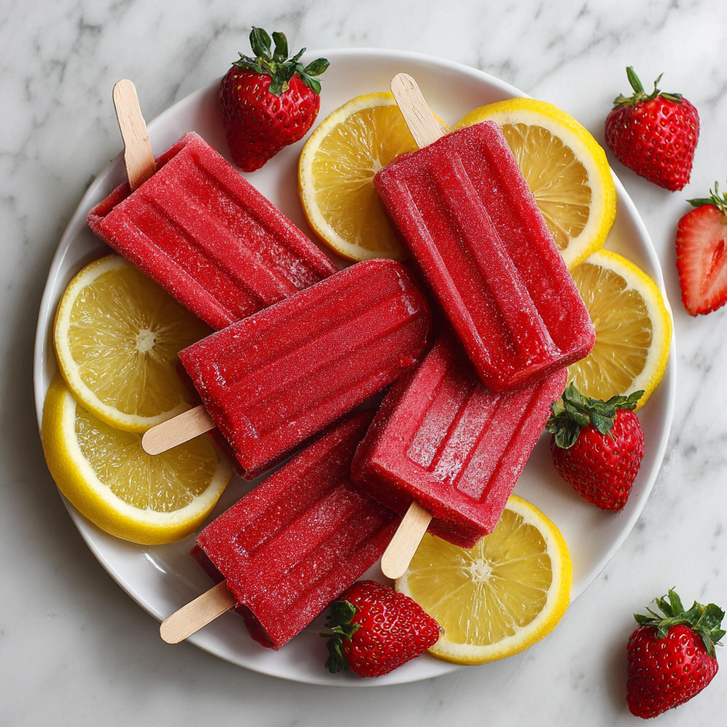 Strawberry Lemonade Popsicles Recipe - Recipe Image