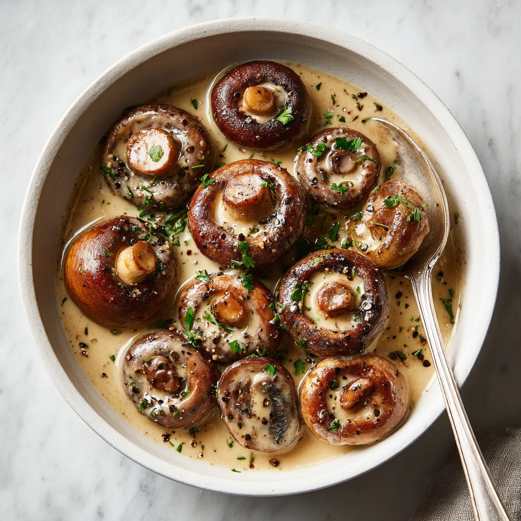 Creamy Garlic Butter Tuscan Mushrooms Recipe - Recipe Image