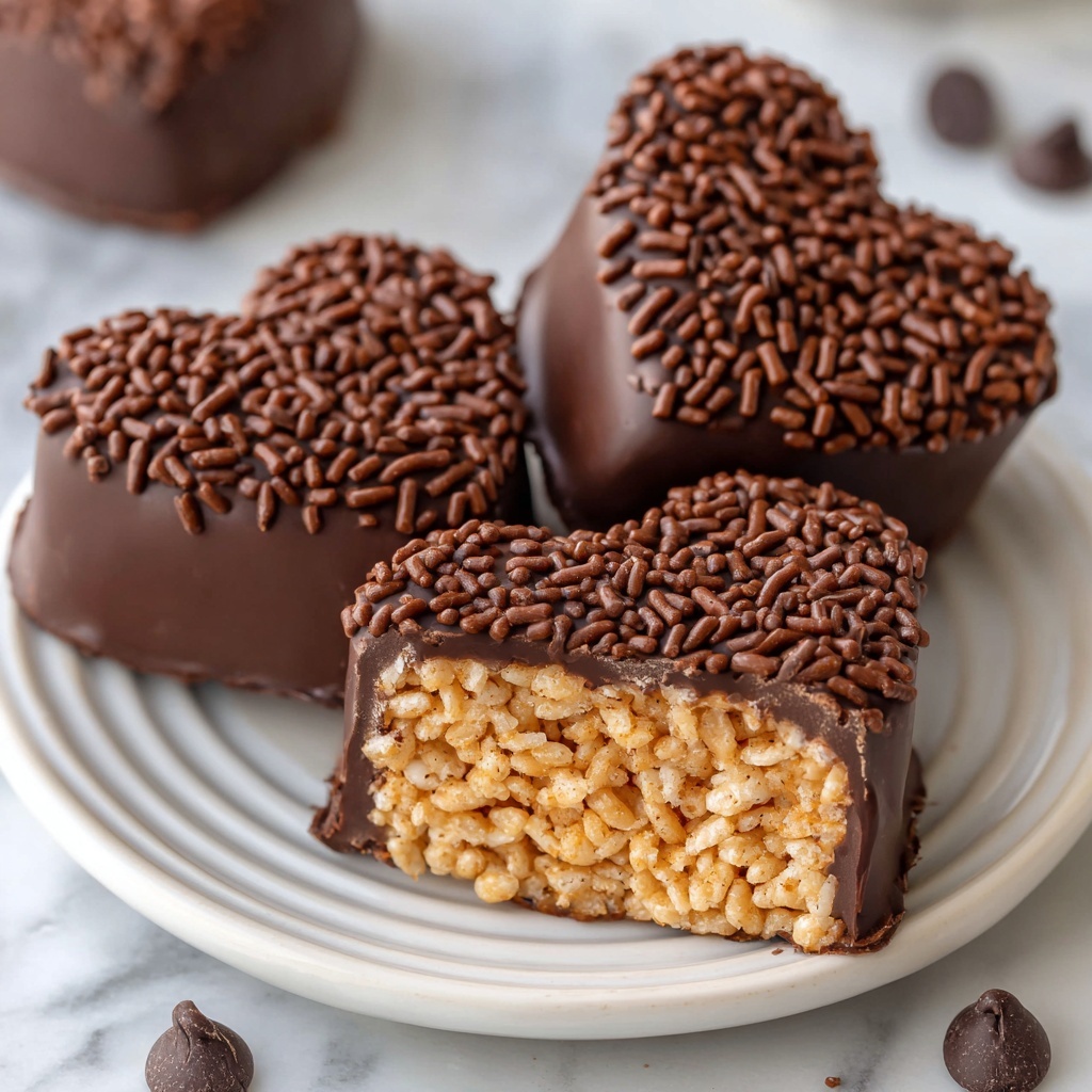 Chocolate Dipped Heart-Shaped Rice Krispie Treats Recipe - Recipe Image