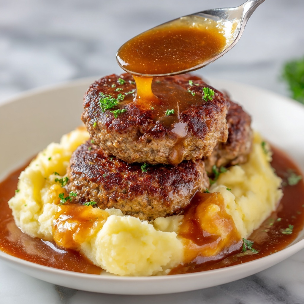 Creamy Mushroom Salisbury Steak with Mashed Potatoes Recipe - Recipe Image