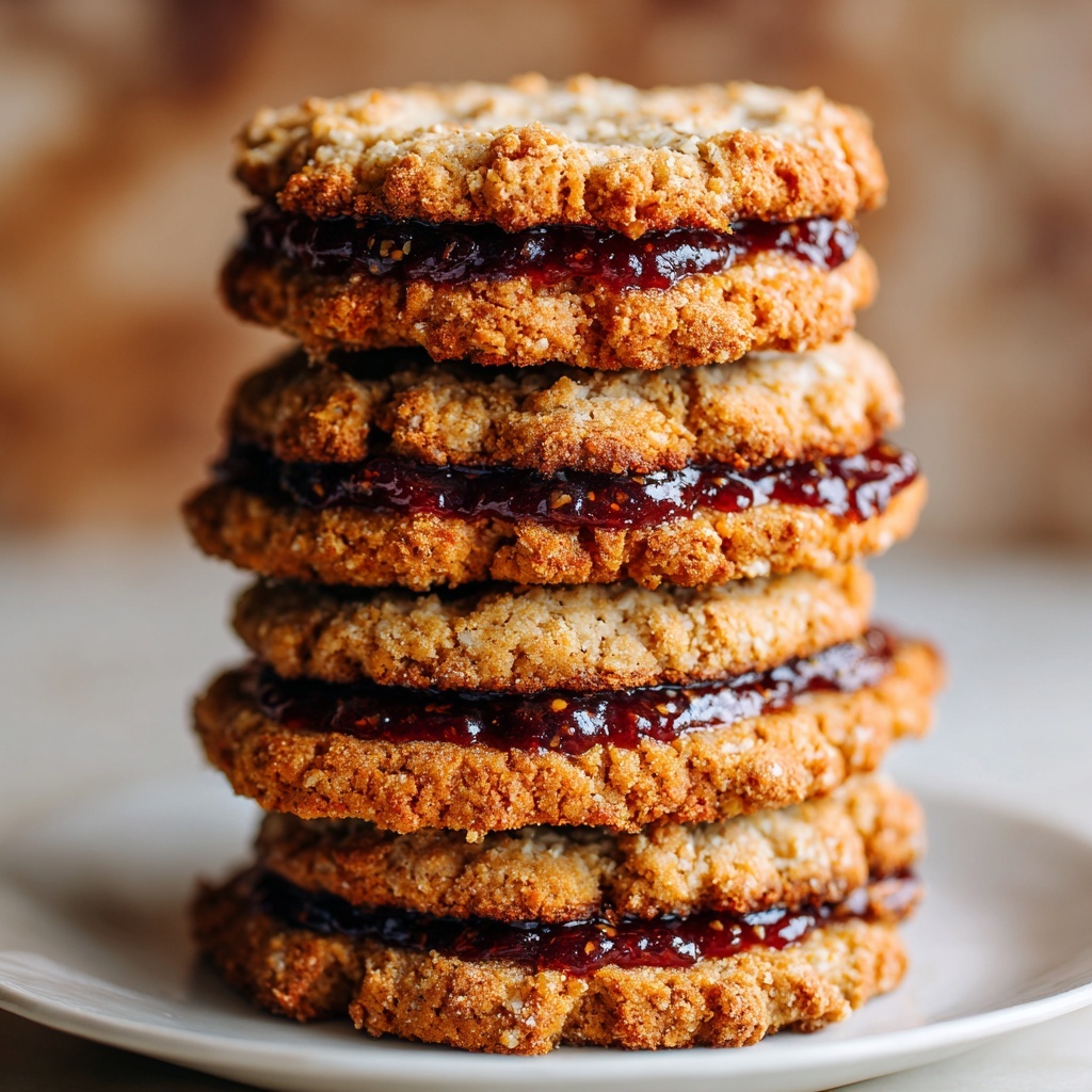 Healthy Flourless Peanut Butter & Jelly Cookie Sandwiches Recipe - Recipe Image