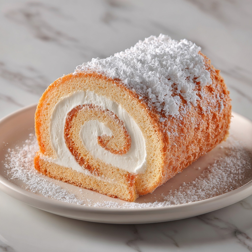 Pumpkin Swiss Roll with Cream Filling Recipe - Recipe Image