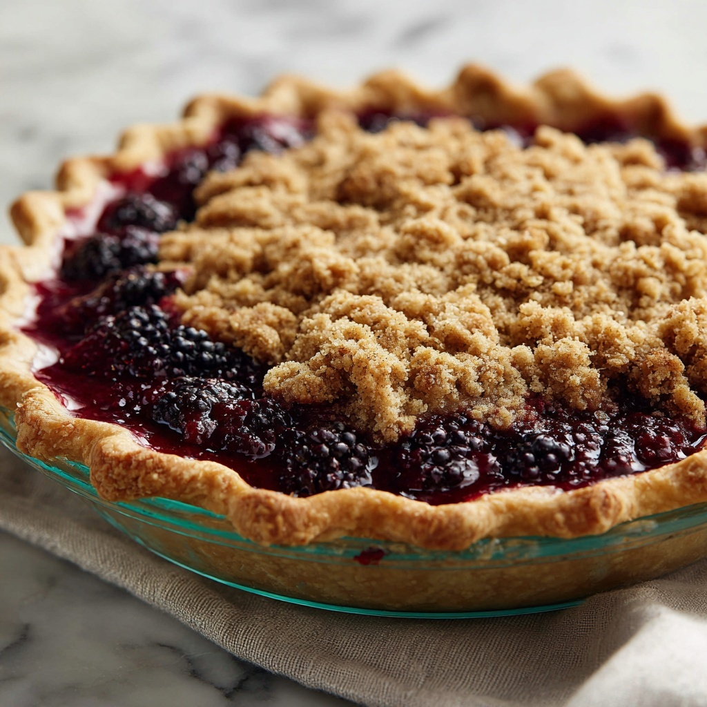 Triple Berry Rhubarb Pie with Streusel Topping Recipe - Recipe Image