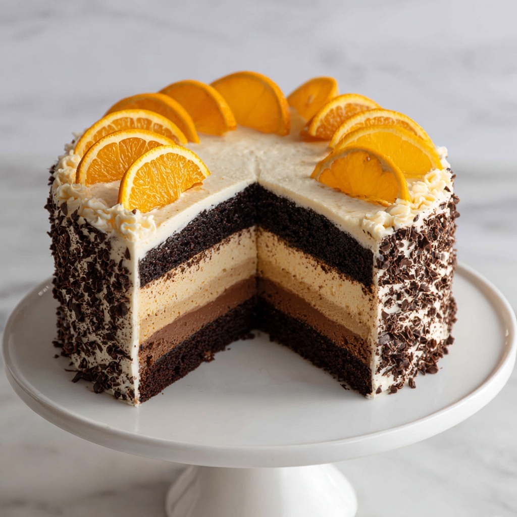 Chocolate Orange Cheesecake Layer Cake Recipe - Recipe Image