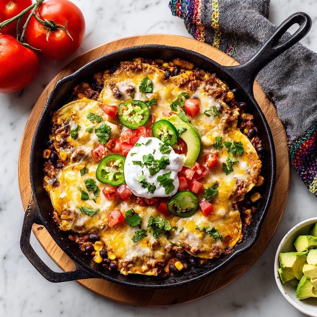 Skillet Chicken Enchiladas with Red Sauce and Cheddar-Jack Cheese Recipe - Recipe Image