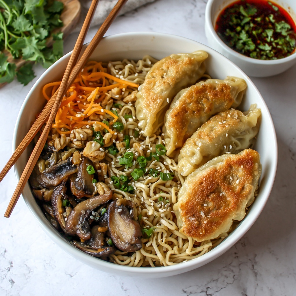 Potsticker Noodle Bowls with Vegetables and Broth Recipe - Recipe Image