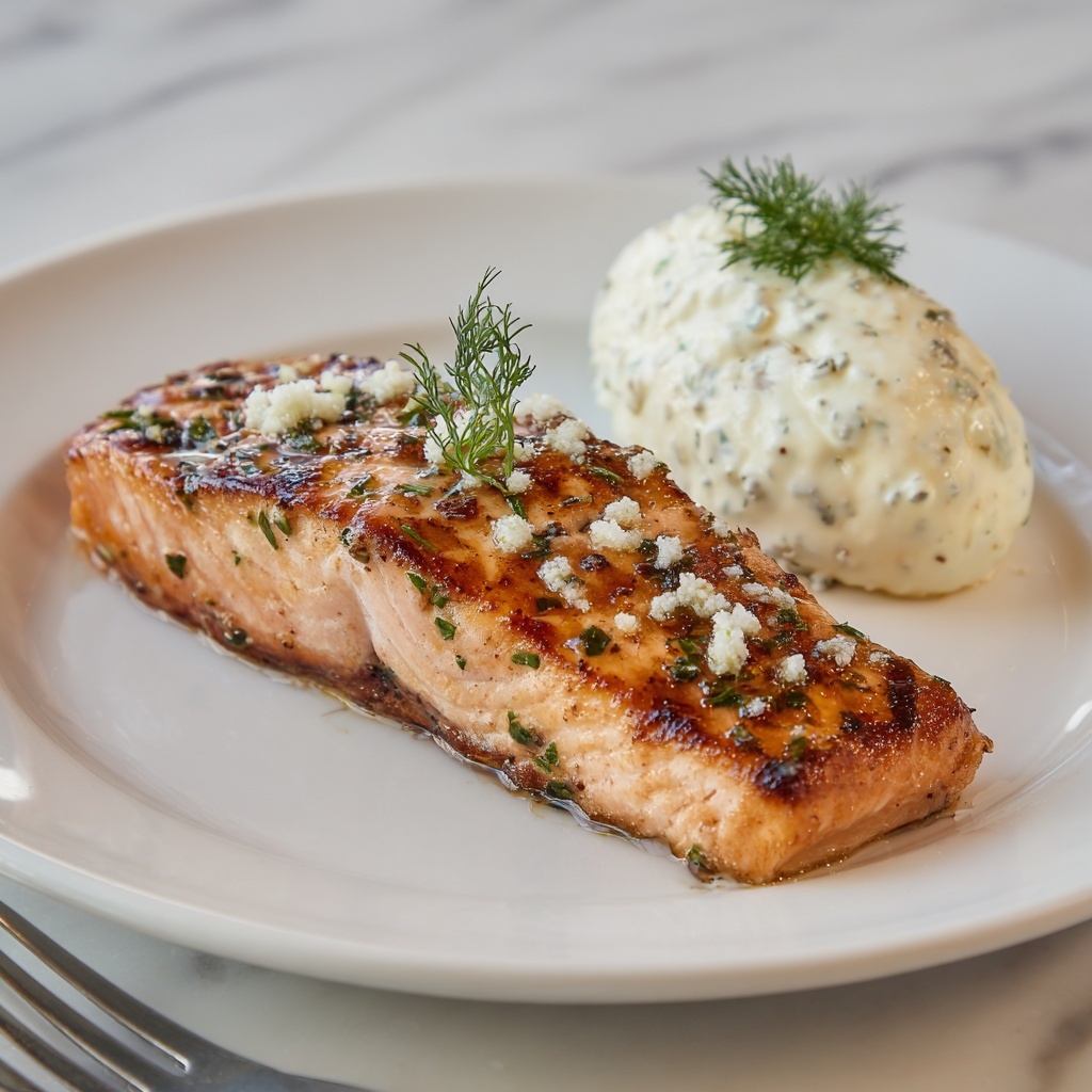 Baked Salmon with Dill Yogurt Sauce Recipe - Recipe Image