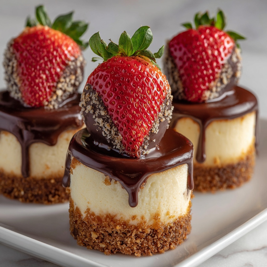Chocolate-Dipped Strawberry Mini Cheesecakes Recipe - Recipe Image