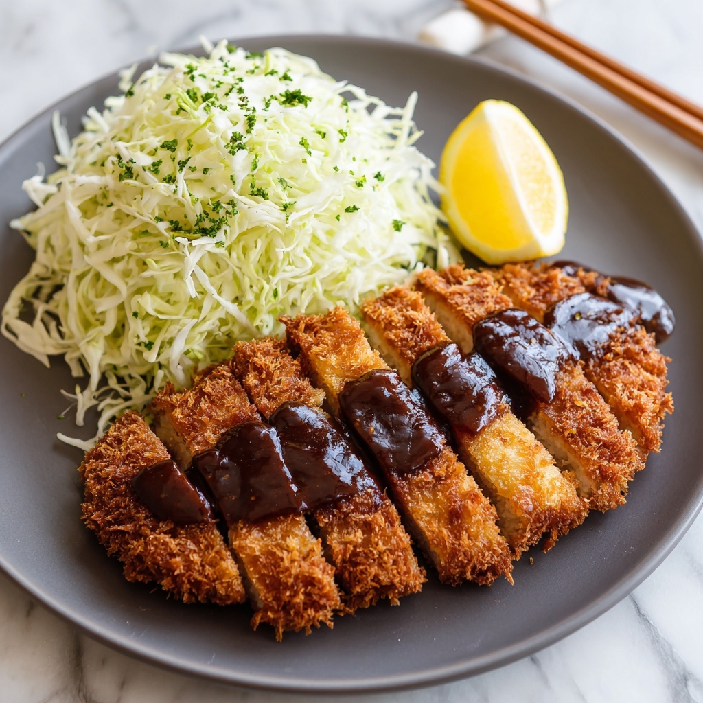 Crispy Japanese Tonkatsu with Shredded Cabbage and Tonkatsu Sauce Recipe - Recipe Image