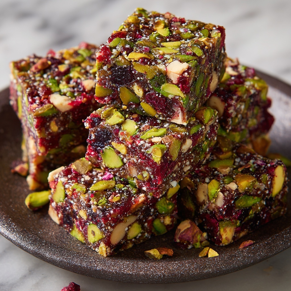 Nutritious Keto Pistachio Cranberry Energy Bars Recipe - Recipe Image