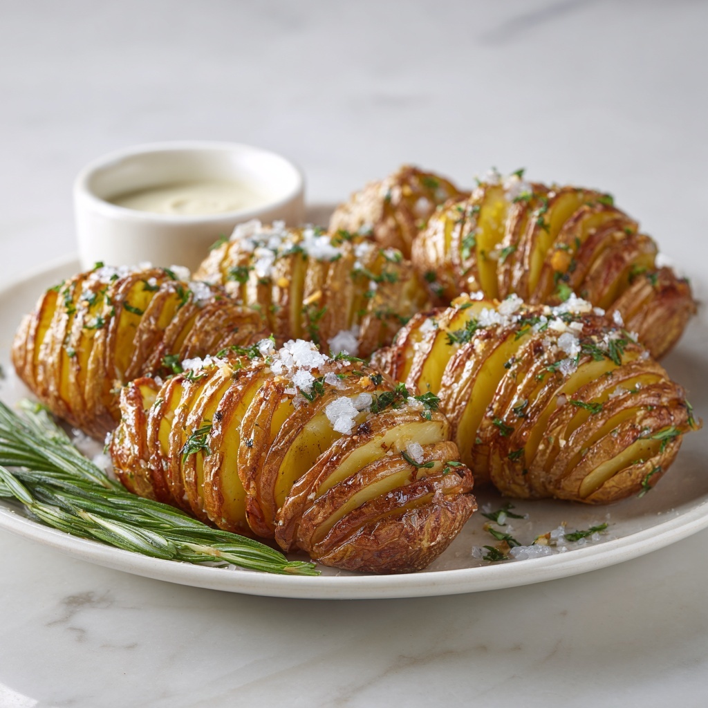 Hasselback Potatoes with Garlic, Herbs, and Parmesan Recipe - Recipe Image