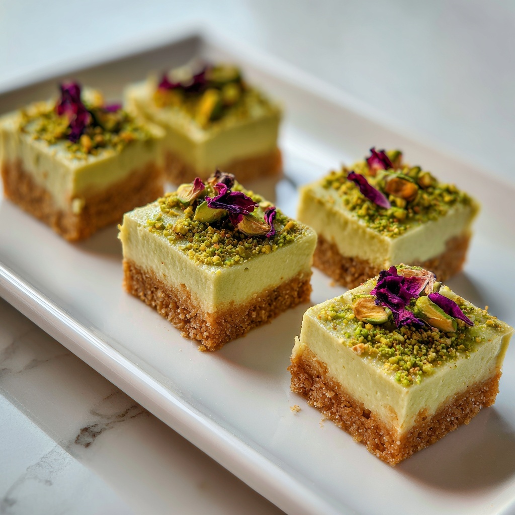 Irresistible Pistachio Cream Cheesecake Bars Recipe - Recipe Image