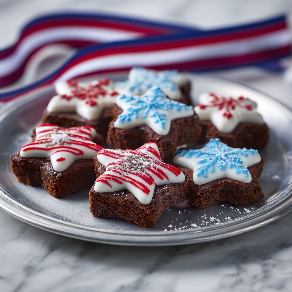 Patriotic Star Brownies: Festive Red, White, and Blue Chocolate Treats Recipe - Recipe Image