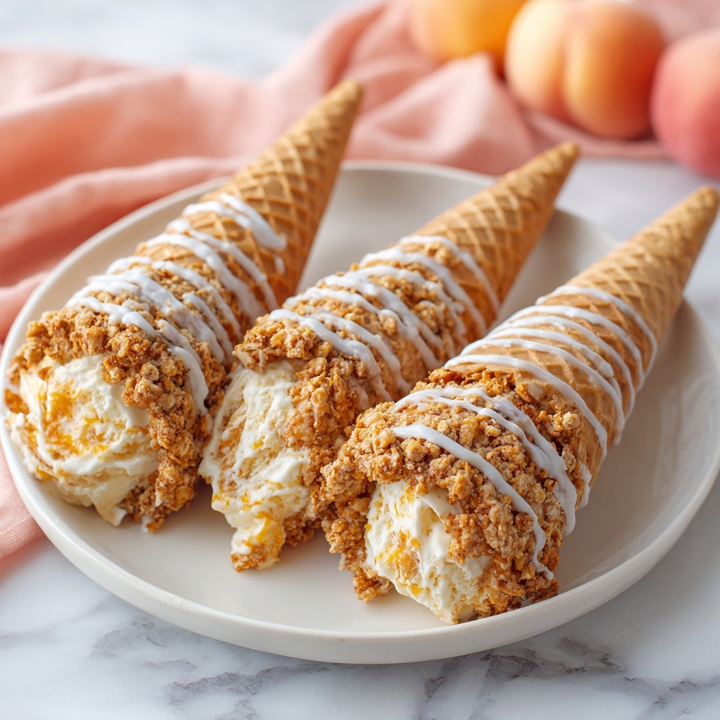 Peach Cobbler Cheesecake Cones Recipe - Recipe Image